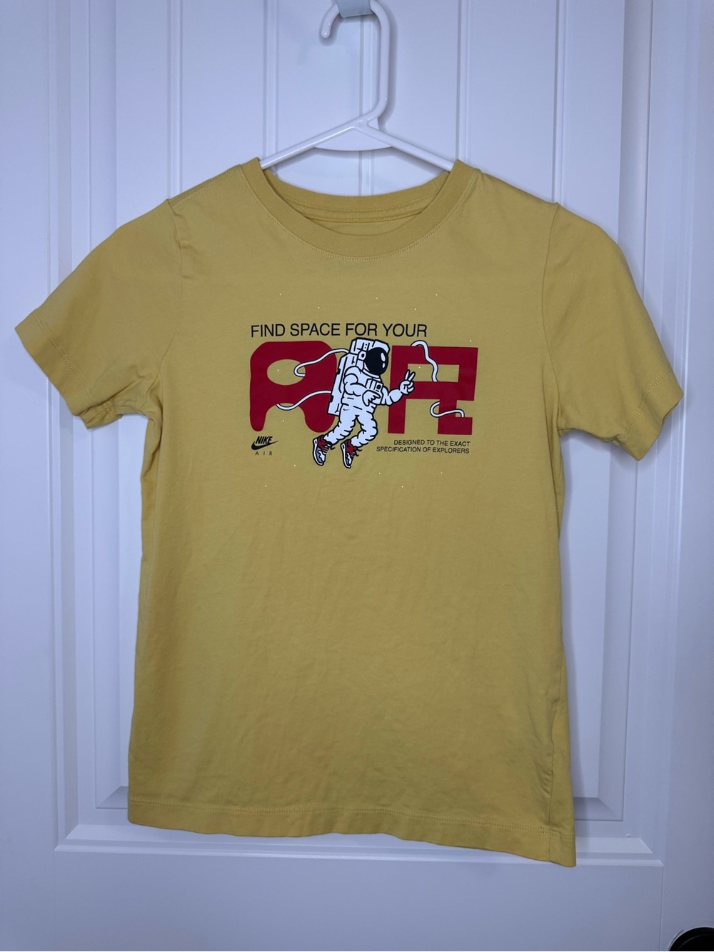 Nike Air Yellow Astronaut Tee with Red Space Graphic